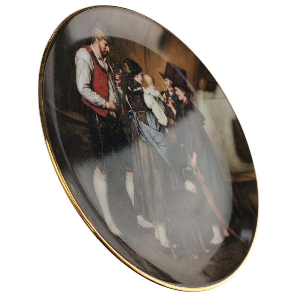 [1820885] Wandteller Lilien Porzellan Die Meisterwerke des Franz von Defregger Besuch der Tanten gebraucht - neuwertig Bild 2