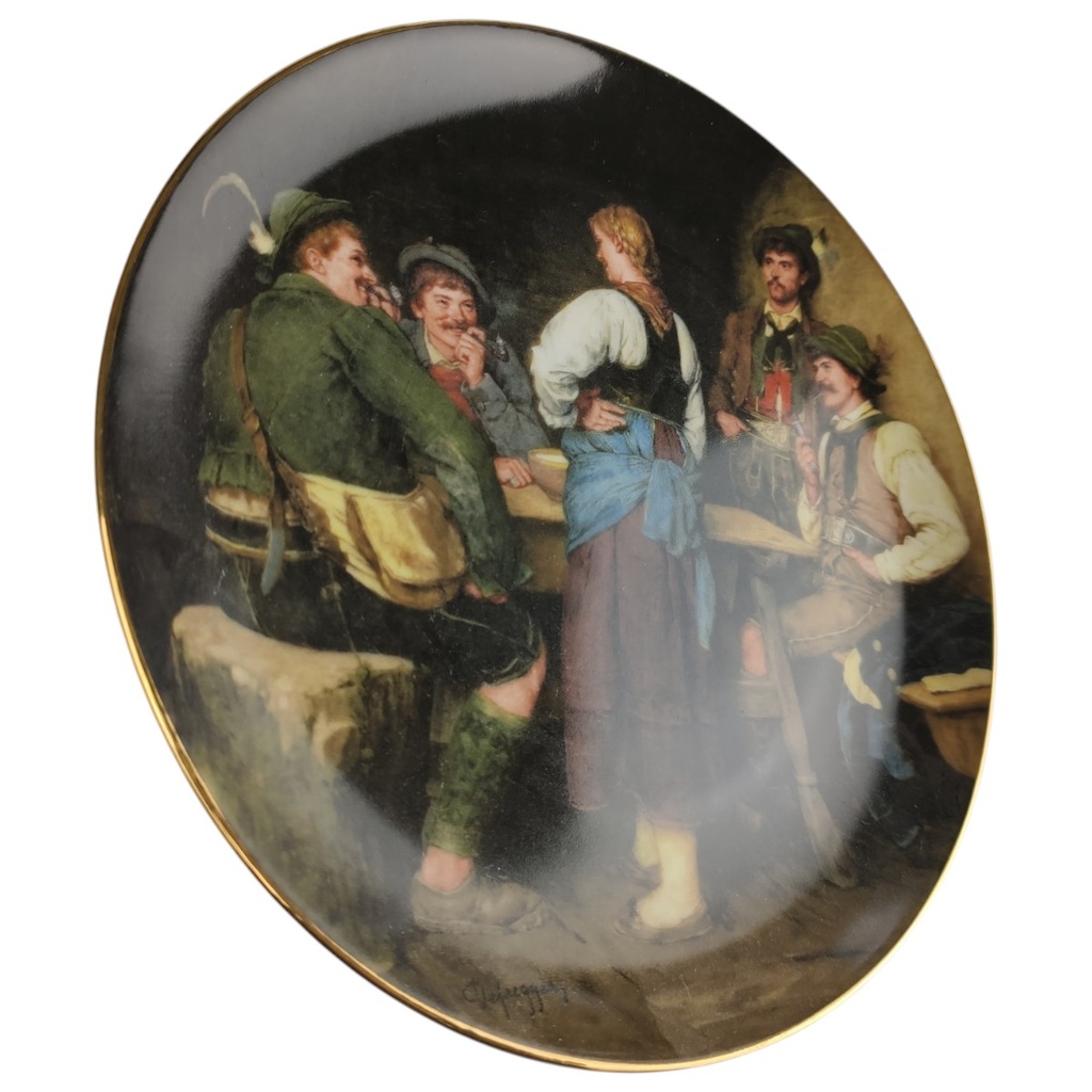 [1820887] Wandteller Lilien Porzellan Die Meisterwerke des Franz von Defregger Wilderer in der Sennhütte gebraucht - neuwertig Bild 2