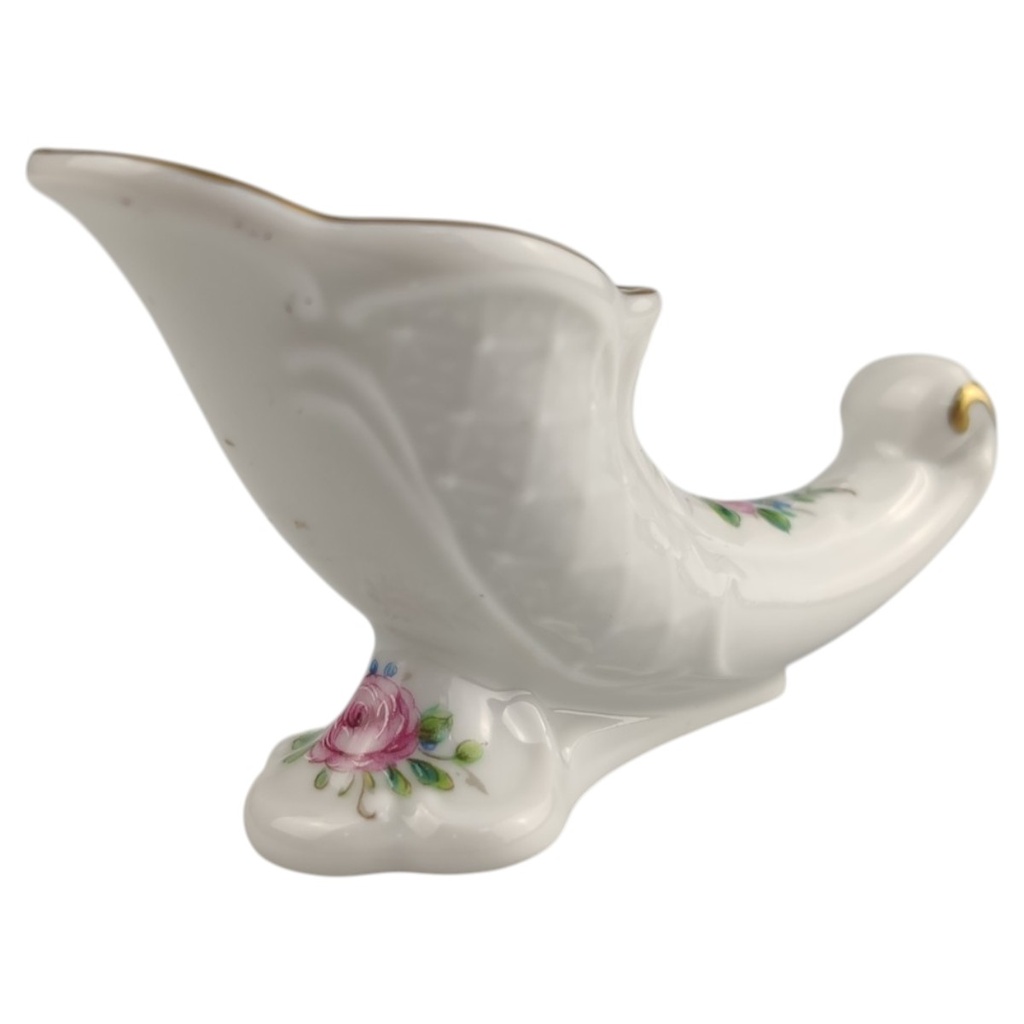 [1820891] Hornvase Lindner Blumendekor Goldrand gebraucht - sehr gut Bild 3