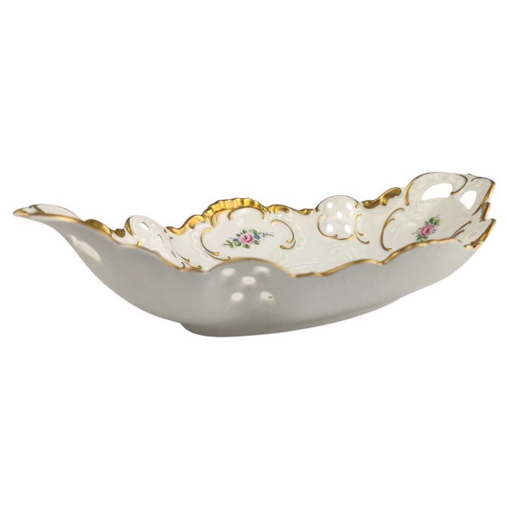 [1821847] Schale mit Durchbrucharbeiten Lindner Blumendekor Goldrand gebraucht - sehr gut Bild 3