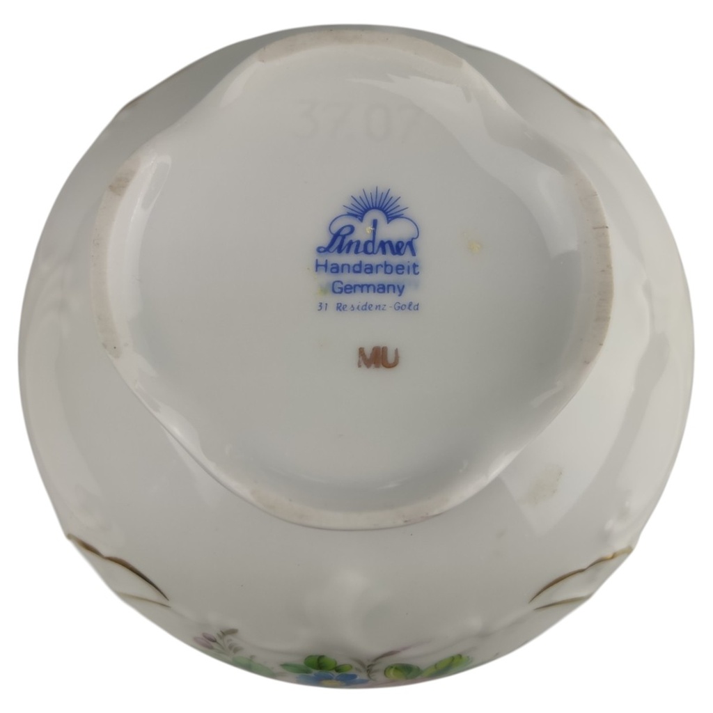 [1821848] Kugelvase 12 cm Lindner Blumendekor Goldrand gebraucht - sehr gut Bild 5