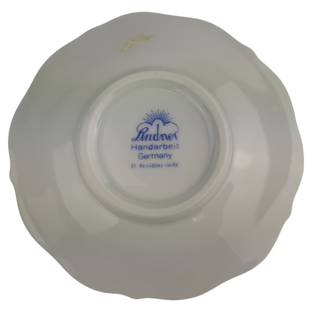 [1823029] Schale Schälchen mini 10,2 cm Lindner Porzellan Blumendekor Goldrand gebraucht - sehr gut Bild 2