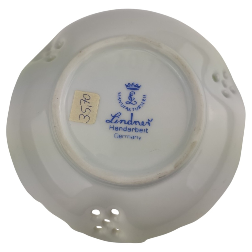 [1823030] Schale Schälchen Durchbruchschale mini 11 cm Lindner Porzellan Blumendekor Goldrand gebraucht - sehr gut Bild 5