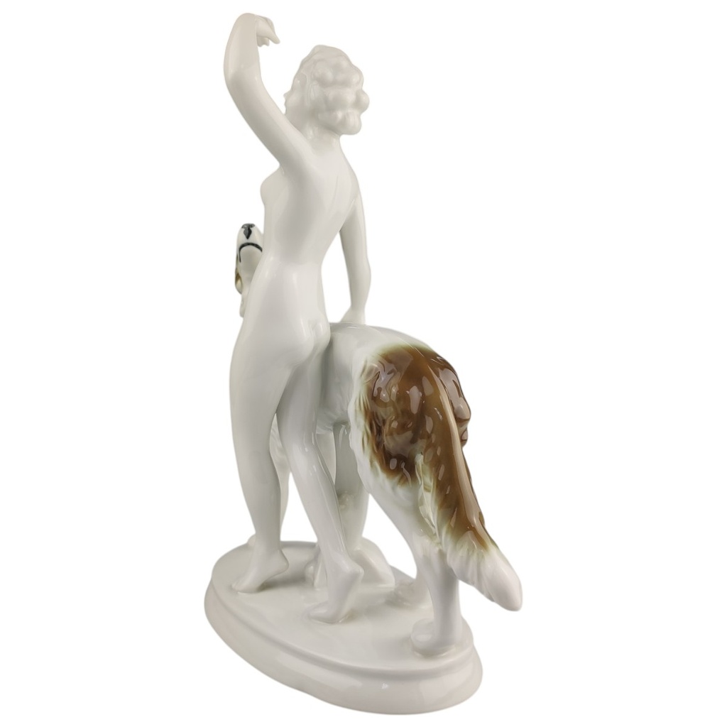[1823044] Figur Skulptur Gerold Porzellan Frau mit Windhund Hund gebraucht - sehr gut Bild 3