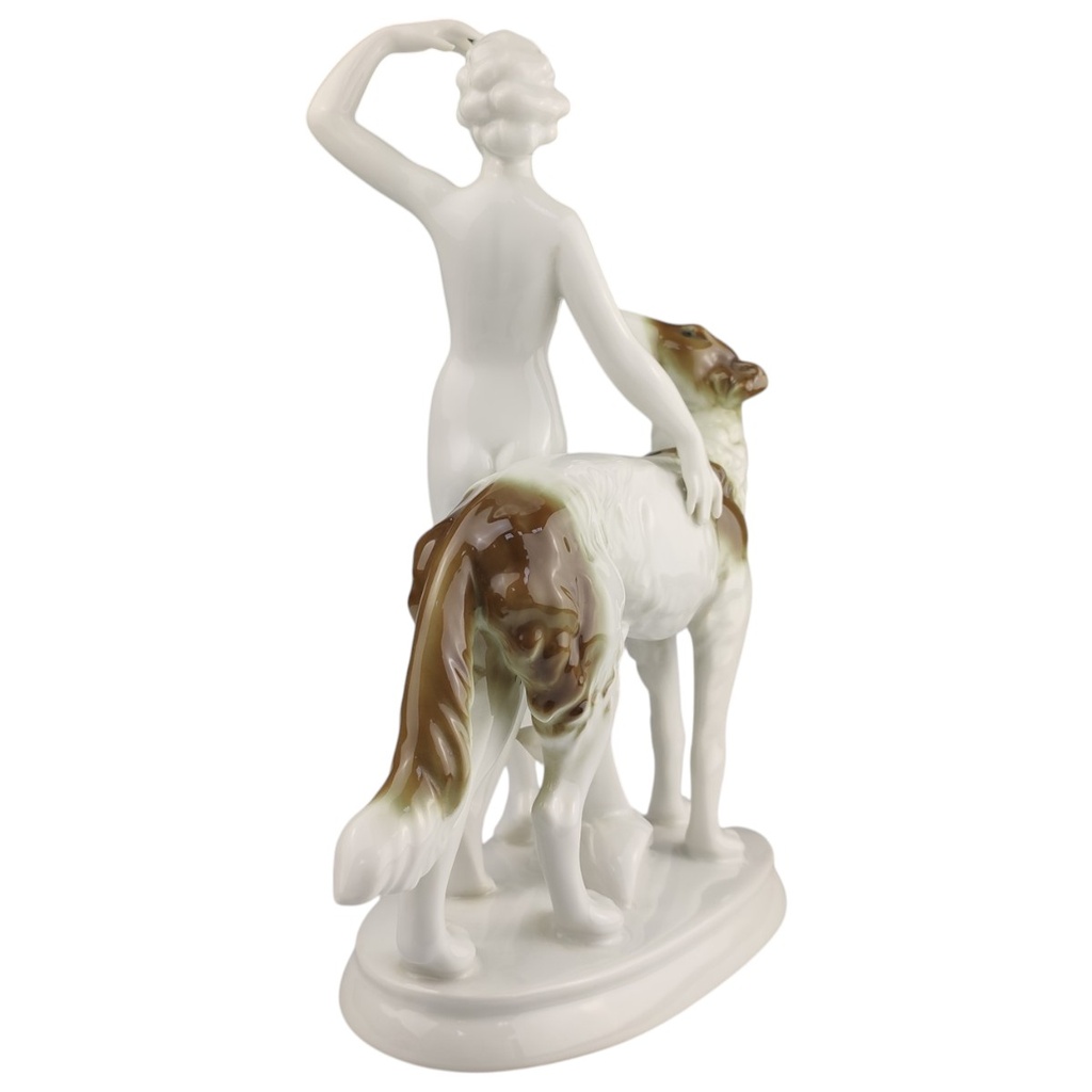 [1823044] Figur Skulptur Gerold Porzellan Frau mit Windhund Hund gebraucht - sehr gut Bild 4