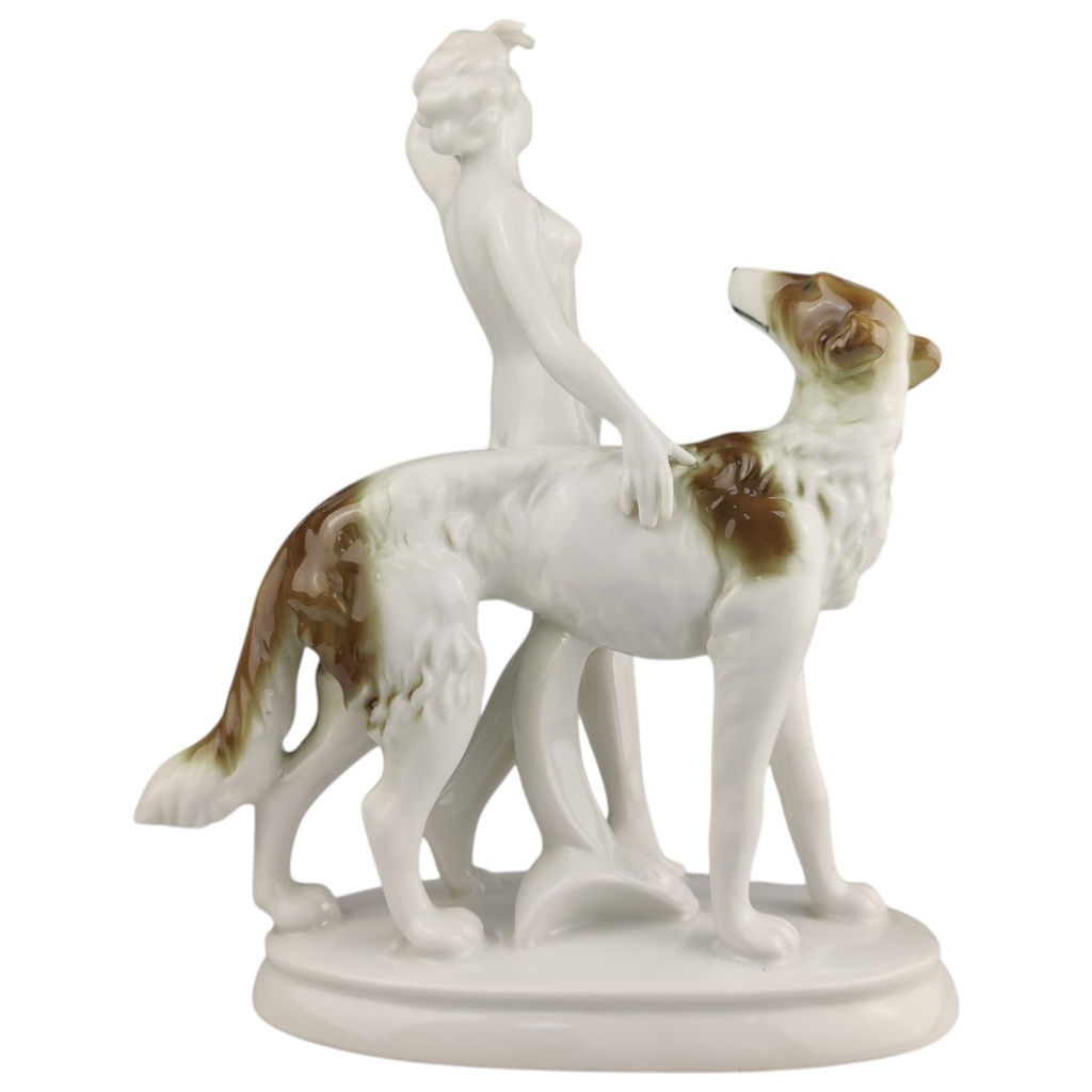 [1823044] Figur Skulptur Gerold Porzellan Frau mit Windhund Hund gebraucht - sehr gut Bild 5