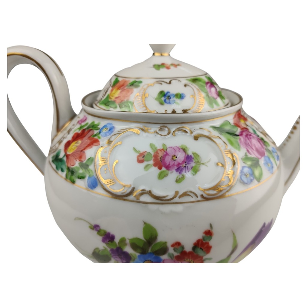 [1823045] Teekanne 1,1 L Dresden Zierporzellan Blumendekor Goldrand gebraucht - sehr gut Bild 5