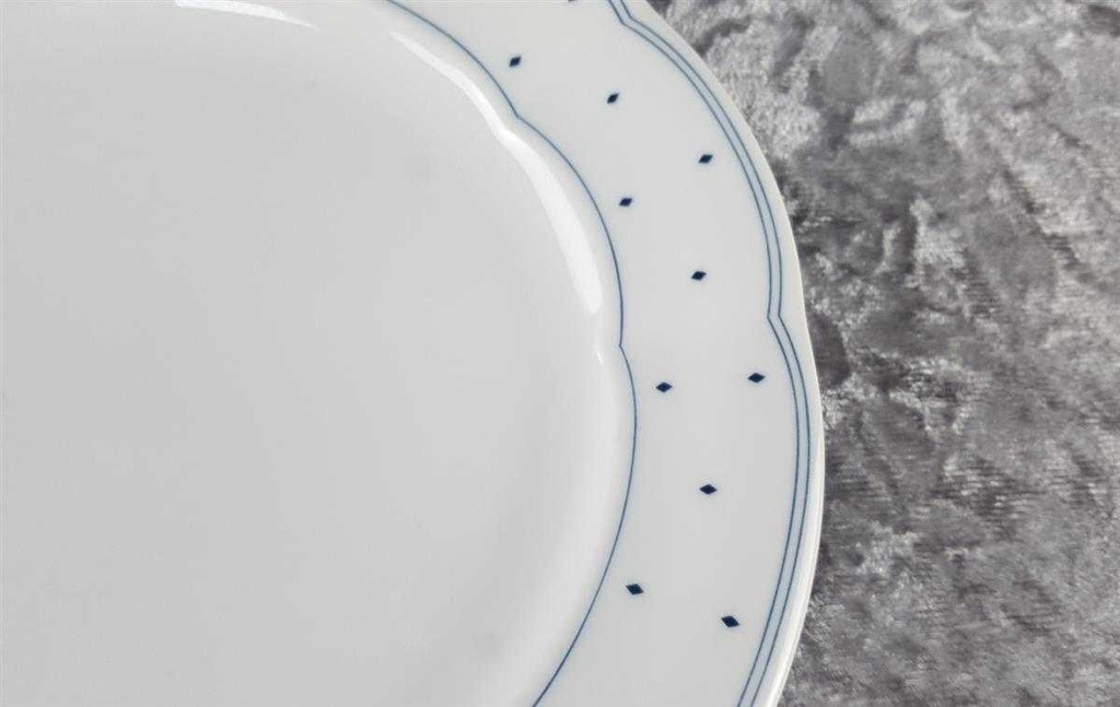 [35894] Kuchenteller 19,6 cm Marienbad Ingres Weiss Blaue Rauten gebraucht - sehr gut Bild 3