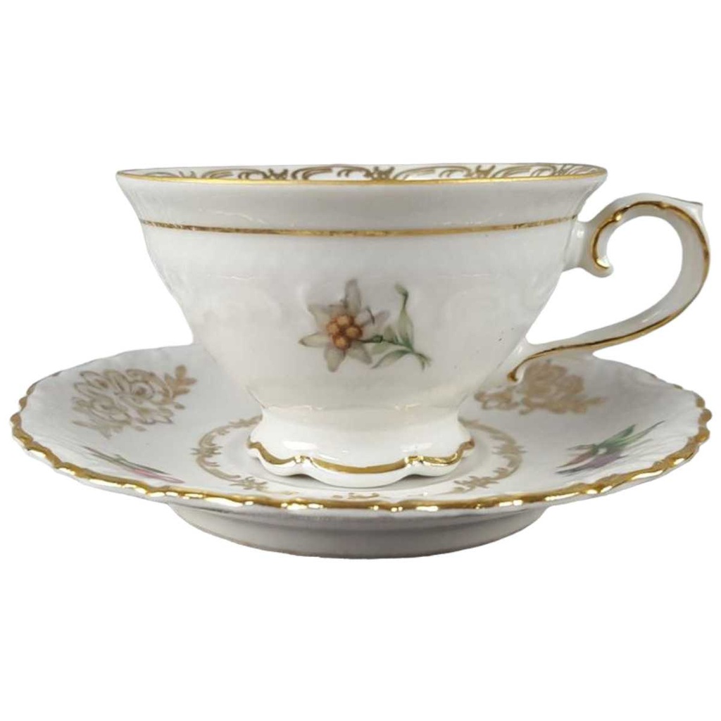 [458110496] Mokkatasse mit Untertasse Tasse Espressotasse Golddekor Schumann Bavaria gebraucht - gut Bild 2