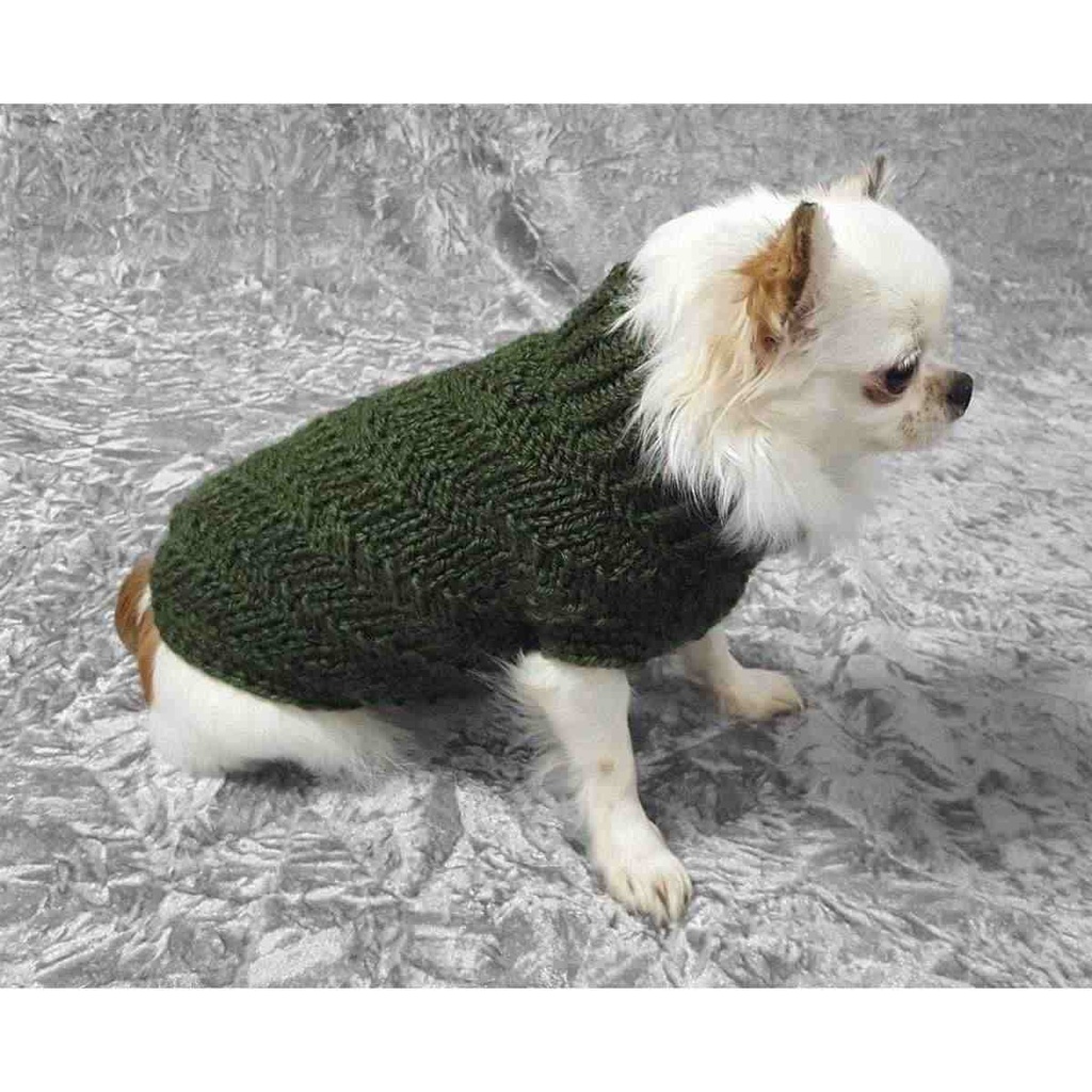 [458110497] Chihuahua Hundebekleidung Pullover grün Handarbeit Gr. S (bis 2,5 kg) Bild 3