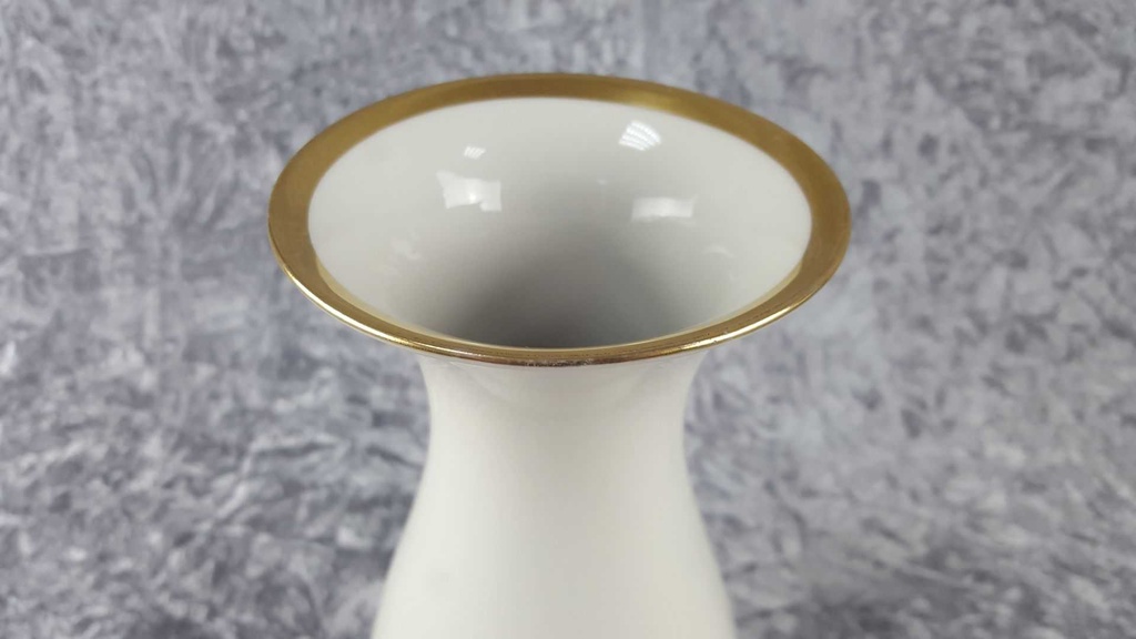 [458110503] Vase Goldrand 25 cm Eschenbach Elfenbein Beige gebraucht - sehr gut Bild 2