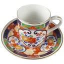[458110515] Mokkatasse mit Untertasse Tasse Espressotasse & Goldrand Schirmer Porzellan Einzelteile bunte Blumen gebraucht - sehr gut Bild 2