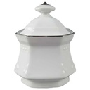 [458110521] Zuckerdose Mitterteich Form 2040 Sissi Weiß Platinrand gebraucht - gut Bild 2