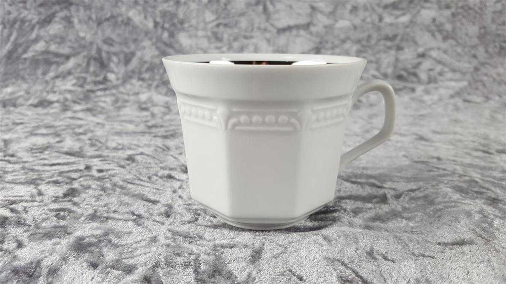 [458110522] Kaffeetasse Tasse Mitterteich Form 2040 Sissi Weiß Platinrand gebraucht - gut Bild 2