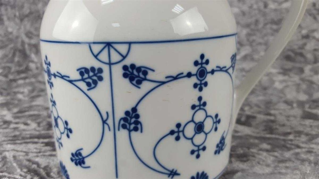 [458110527] Wasserkrug Milchkrug 0,9 L Julius Lange Kahla Indisch Blau Strohblume gebraucht - gut Bild 2
