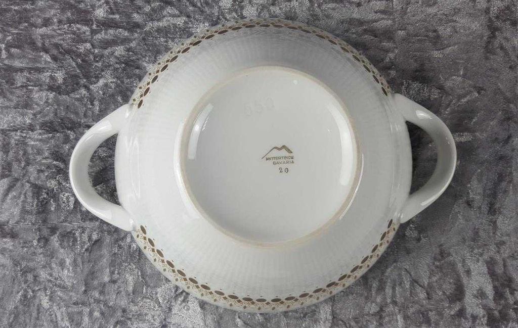 [458110532] Ragoutterrine Servierschüssel Golddekor 1,3 L Mitterteich Form 650 Kreise gebraucht - gut Bild 6