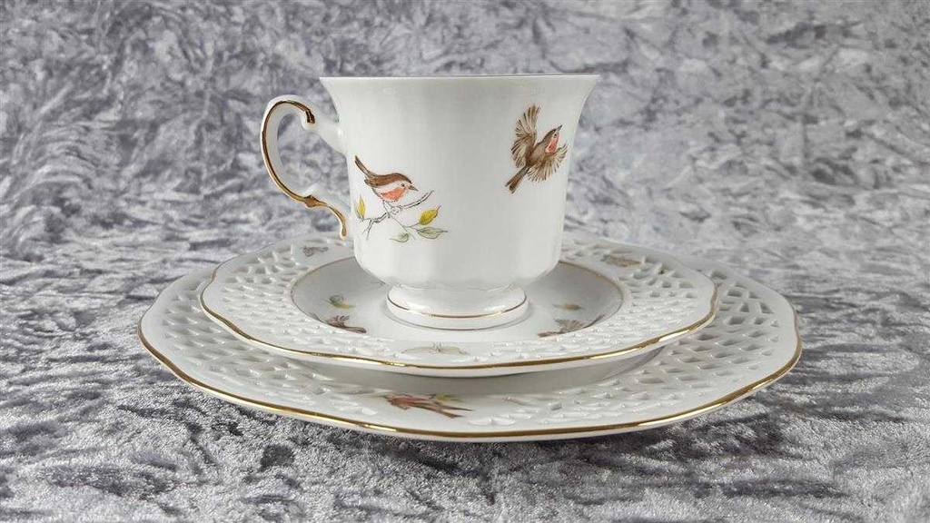 [458110581] Kaffeegedeck Goldrand Durchbrucharbeit 3tlg Burg Lindau gebraucht - sehr gut Bild 5