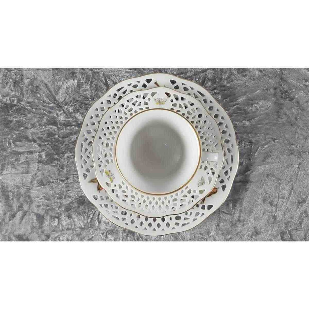 [458110581] Kaffeegedeck Goldrand Durchbrucharbeit 3tlg Burg Lindau gebraucht - sehr gut Bild 7