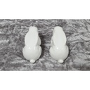 [458110586] Hase Porzellan Dekofigur weiß liegend Set 2 tlg Bild 4