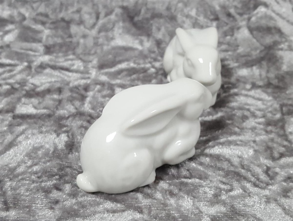 [458110586] Hase Porzellan Dekofigur weiß liegend Set 2 tlg Bild 5