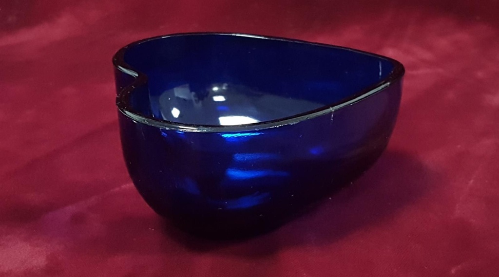 [458110592] Glas Schale blau Metallhalterung H 15 cm Bild 7