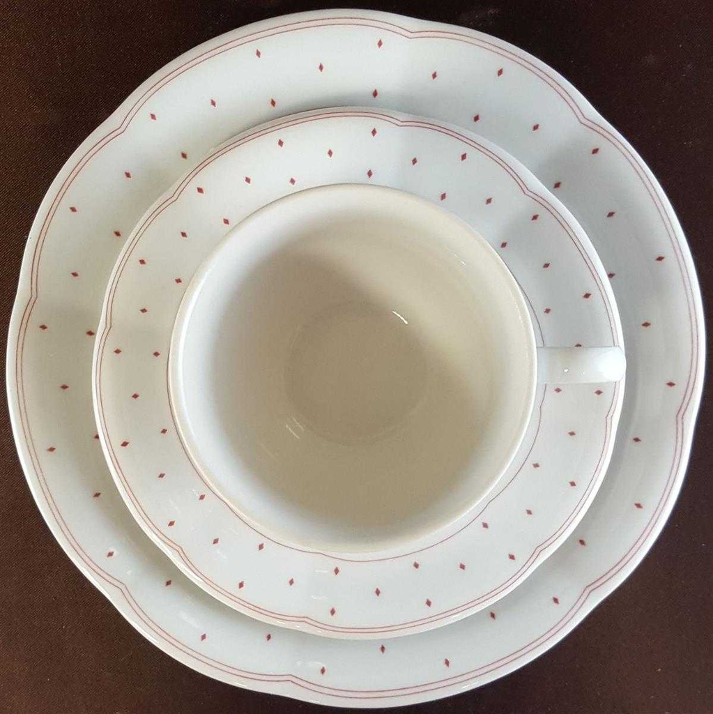 [45811152] Kaffeegedeck 3tlg Marienbad Ingres Weiss Rote Rauten gebraucht - sehr gut Bild 2