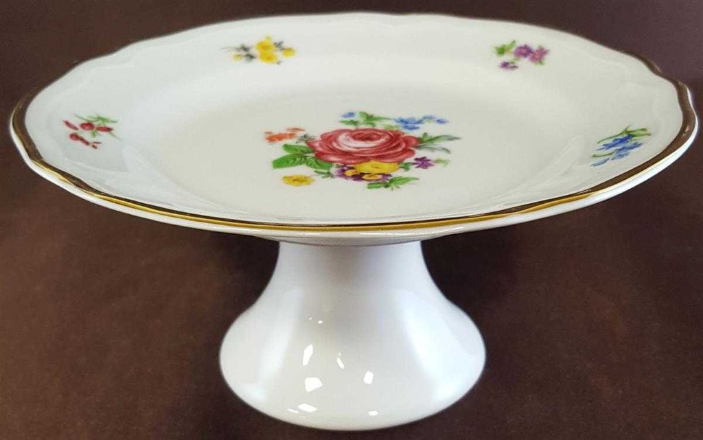 [45811162] Gebäckschale Schale auf Fuß Konfektschale Goldrand 15,5 cm Schirnding Bavaria Blumenmuster mit gebraucht - sehr gut Bild 6