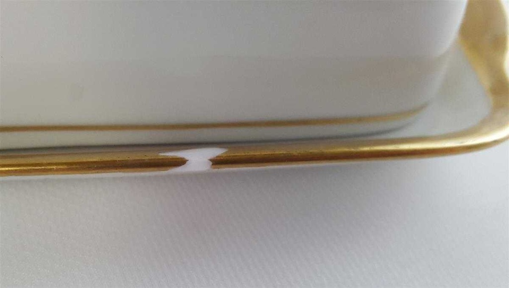 [45811193] Butterdose Goldrand Eschenbach Alte Formen W501 gebraucht - defekt Bild 3