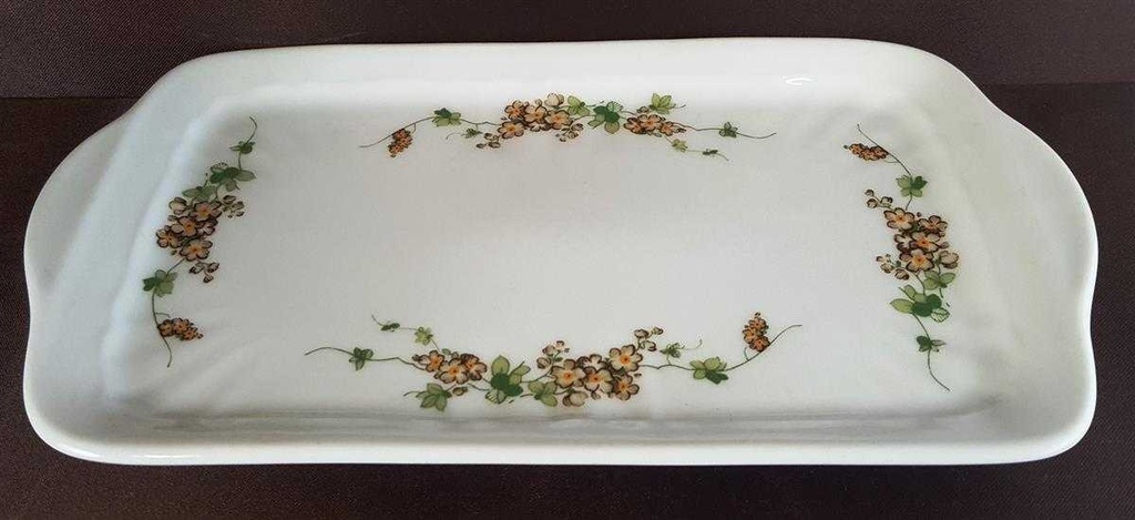 [45811218] Servierplatte Speiseplatte Fleischplatte Tablett für Milch und Zucker 23x12,7 cm Eschenbach Salzburg braun grüne Ranke gebraucht - sehr gut Bild 2