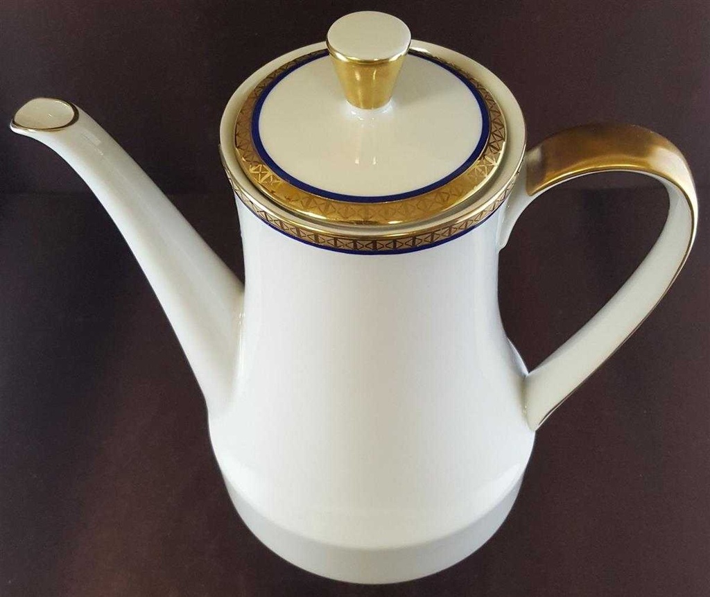 [45811260] Kaffeekanne 1,3 L Winterling Kirchenlamitz Kobalt goldene Bordüre gebraucht - sehr gut Bild 2