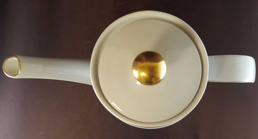[45811261] Kaffeekanne Goldrand 1,3 L Eschenbach Alte Formen mit blau gebraucht - sehr gut Bild 3
