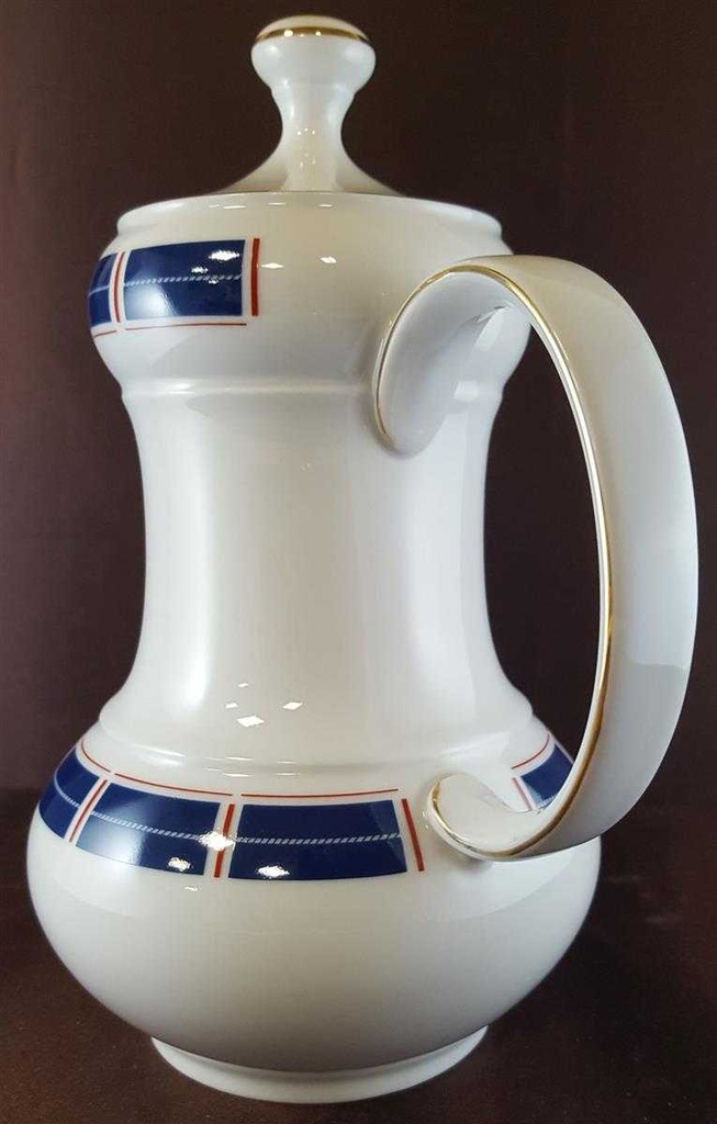 [45811312] Kaffeekanne Kanne Goldrand 1,2 L Seltmann Weiden Blau Rot mit gebraucht - sehr gut Bild 3