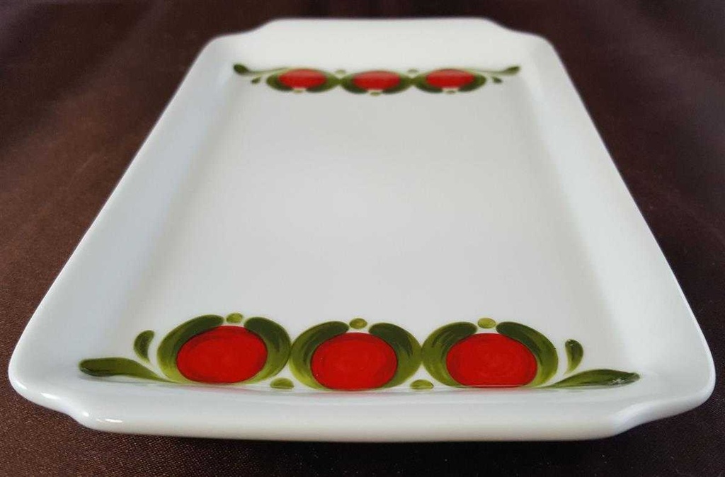 [45811334] Servierplatte Speiseplatte Fleischplatte Steakplatte 20x12 cm Winterling Röslau Retrodekor Rot grün gebraucht - sehr gut Bild 2