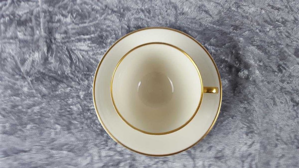[458114418] Kaffeetasse mit Untertasse Tasse Goldrand Edelstein Bavaria 15808 Elfenbein Beige gebraucht - gut Bild 3