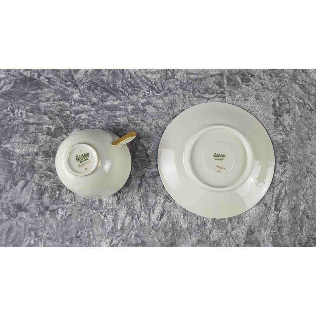 [458114418] Kaffeetasse mit Untertasse Tasse Goldrand Edelstein Bavaria 15808 Elfenbein Beige gebraucht - gut Bild 5