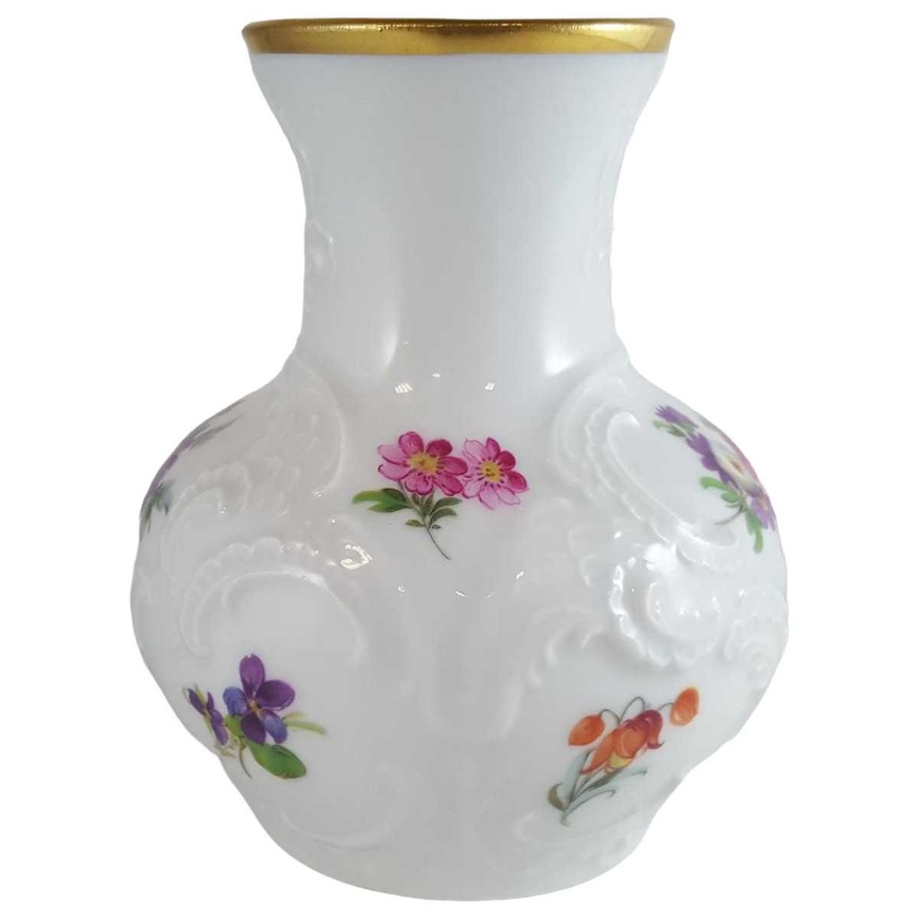 [45811453] Vase Royal KPM Bavaria Handarbeit mit Goldrand Bunte Blumen H 11,2 cm Bild 2