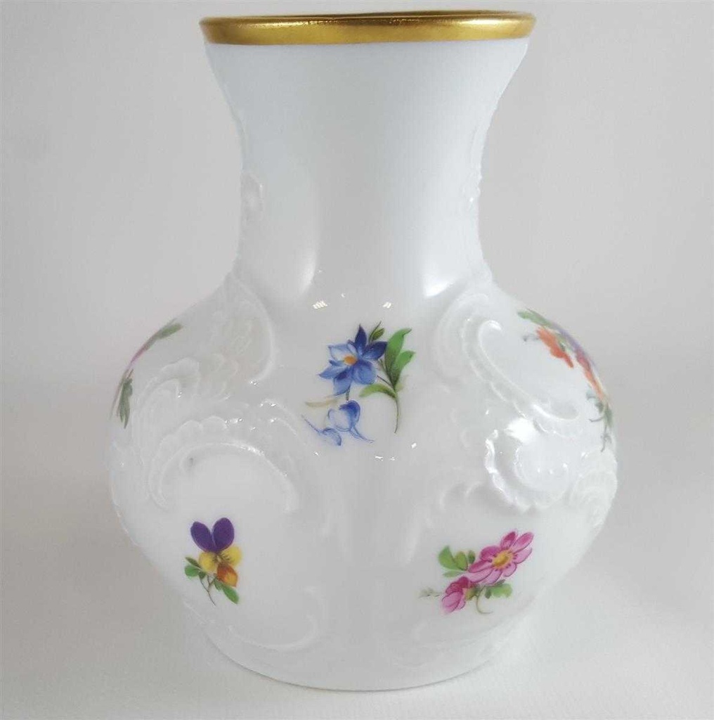[45811453] Vase Royal KPM Bavaria Handarbeit mit Goldrand Bunte Blumen H 11,2 cm Bild 4