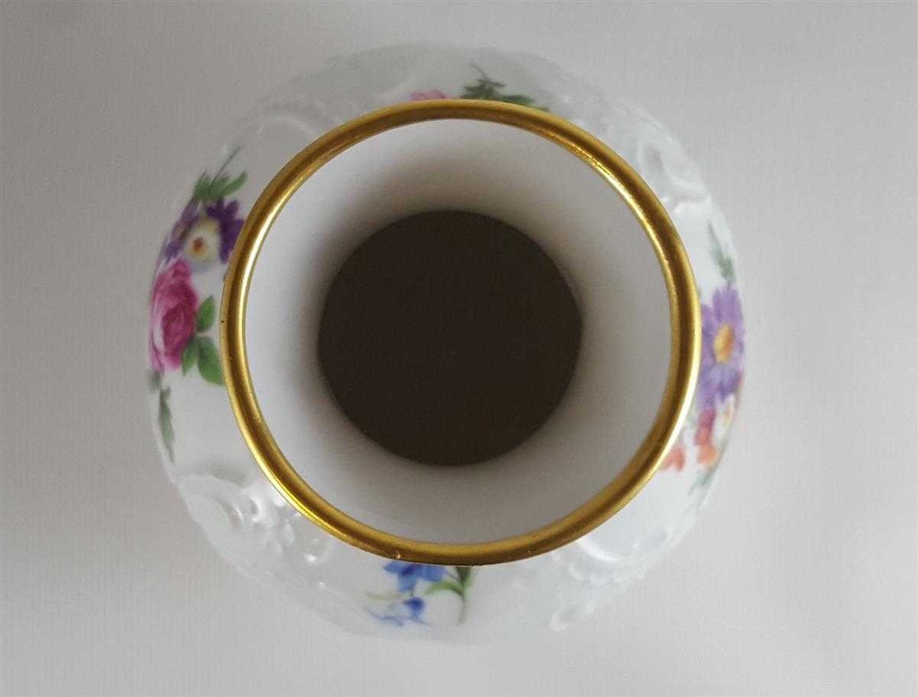 [45811453] Vase Royal KPM Bavaria Handarbeit mit Goldrand Bunte Blumen H 11,2 cm Bild 5