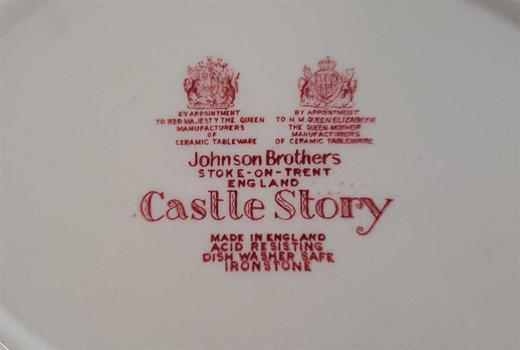[45811495] Fleischplatte 30,3x25,5 cm Johnson Bros Castle Story Rot gebraucht - sehr gut Bild 3