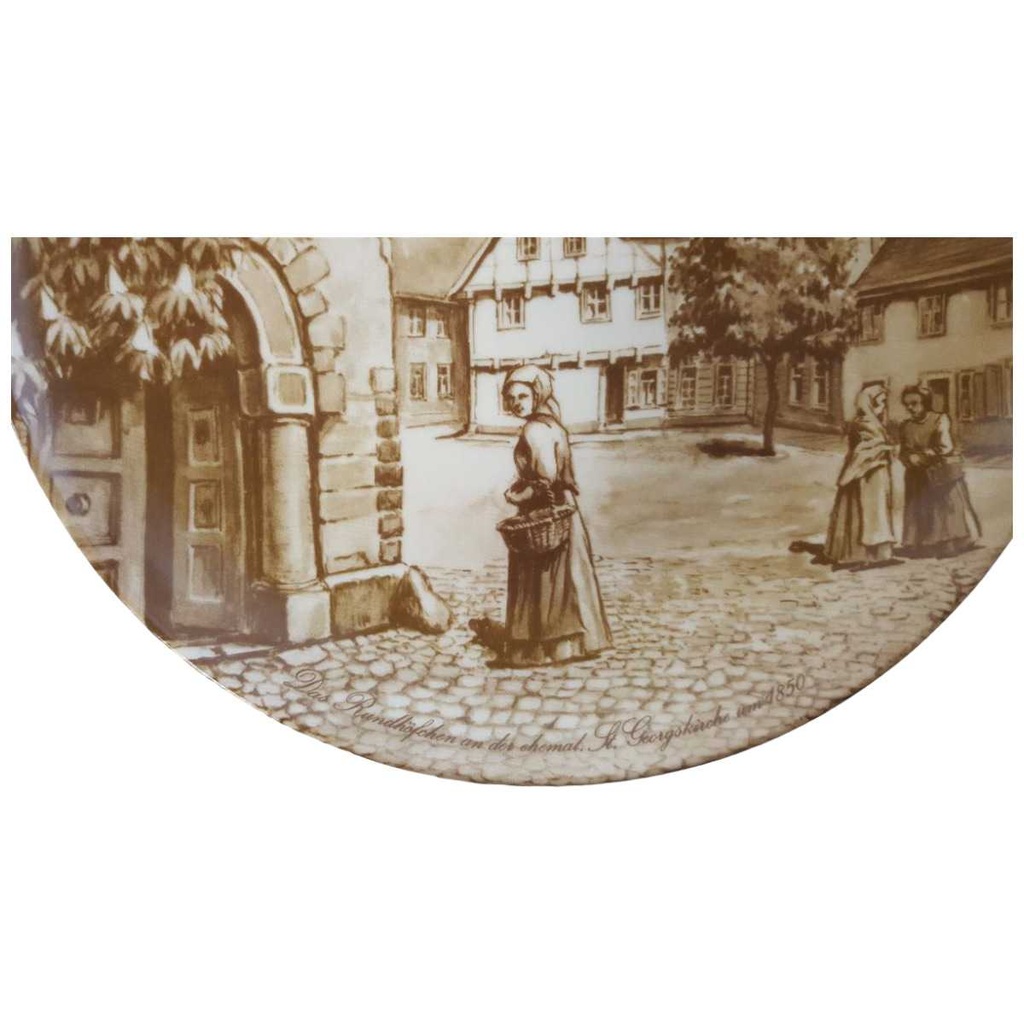 [45811526] Heimatteller Sammelteller AK Kaiser Porzellan Wandteller Gelsenkirchen 1.Motiv Das Rundhöfchen an der Georgskirche um 1850 gebraucht - sehr gut Bild 2