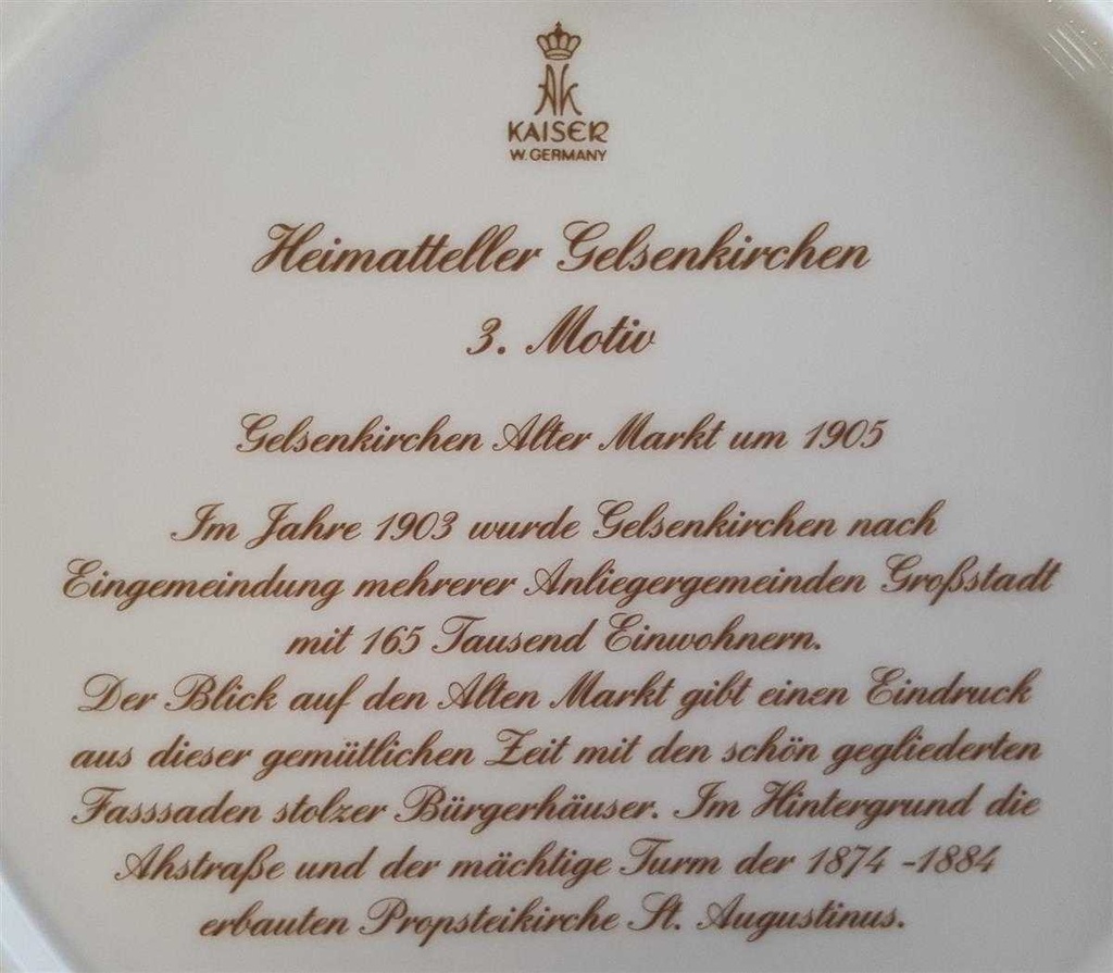 [45811528] Heimatteller Sammelteller AK Kaiser Wandteller Gelsenkirchen 3.Motiv Alter Markt um 1905 gebraucht - sehr gut Bild 5