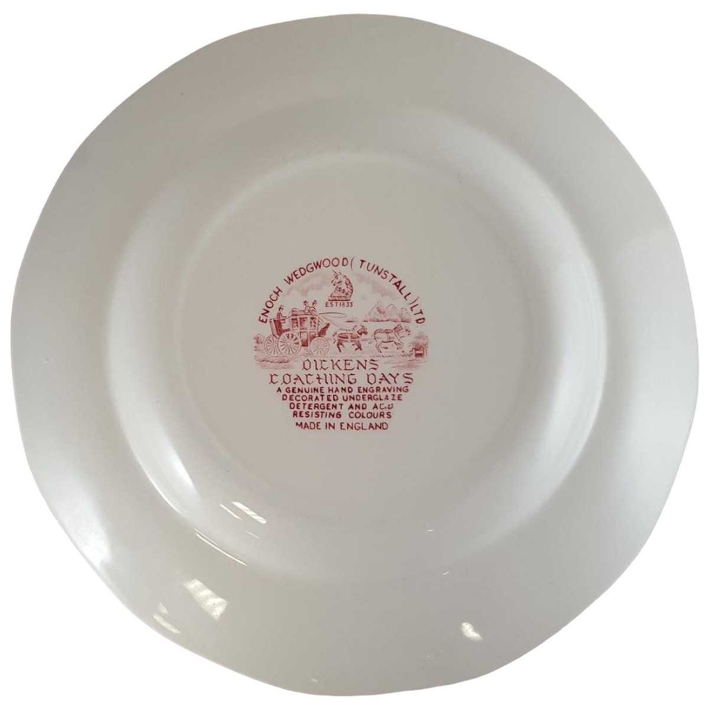 [45811554] Kuchenteller Dessertteller Frühstücksteller 20 cm Enoch Wedgwood Dickens Coaching Days Rot gebraucht - sehr gut Bild 2