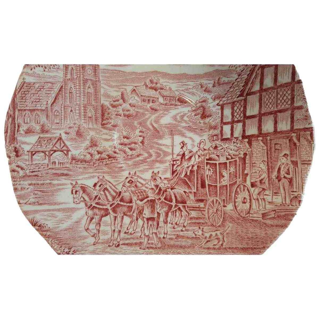 [45811555] Untertasse für Kaffee 14,5 cm Enoch Wedgwood Dickens Coaching Days Rot gebraucht - gut Bild 2