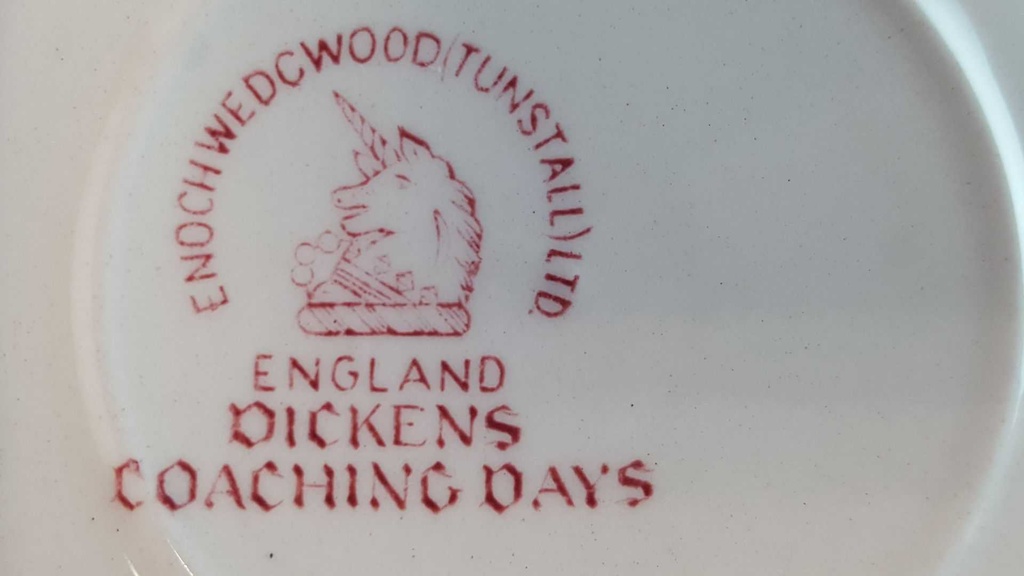 [45811555] Untertasse für Kaffee 14,5 cm Enoch Wedgwood Dickens Coaching Days Rot gebraucht - gut Bild 3