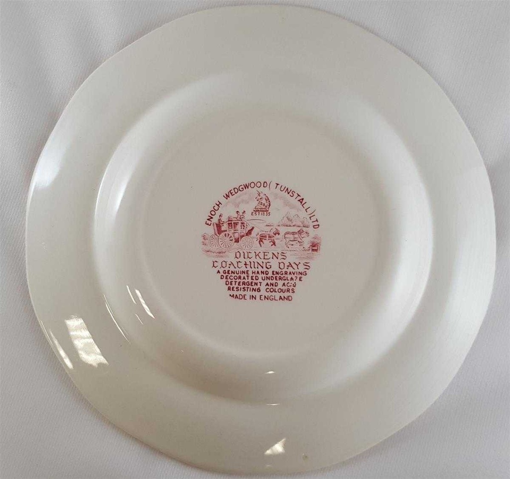 [45811556] Kuchenteller 20 cm Enoch Wedgwood Dickens Coaching Days Rot gebraucht - gut Bild 3