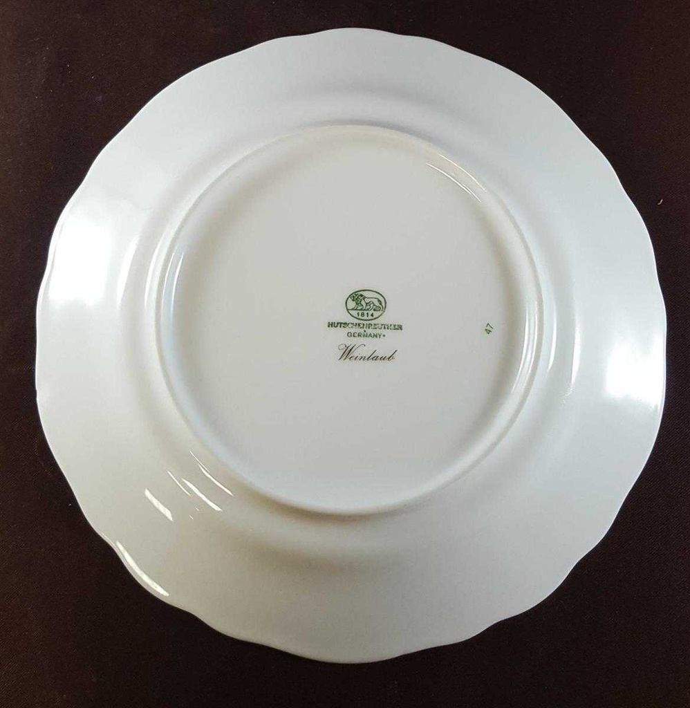 [45811608] Kuchenteller Dessertteller Frühstücksteller 19,5 cm Hutschenreuther Maria Theresia Weinlaub I. Wahl Weiß gebraucht - akzeptabel Bild 3