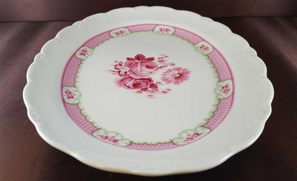 [45811645] Servierplatte Speiseplatte Fleischplatte Steakplatte 32,8x22,5 cm Schirnding Bavaria Rosendekor Rosa gebraucht - sehr gut Bild 3