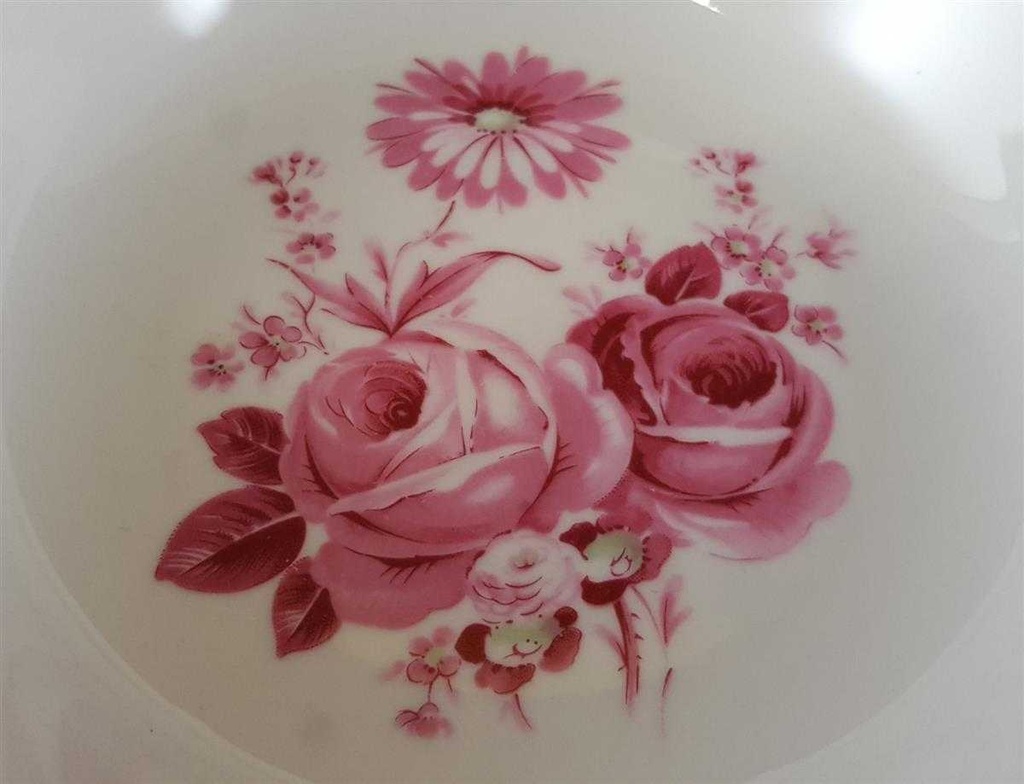 [45811646] Schüssel Servierschüssel 24,5 cm Schirnding Bavaria Rosendekor Rosa gebraucht - sehr gut Bild 2
