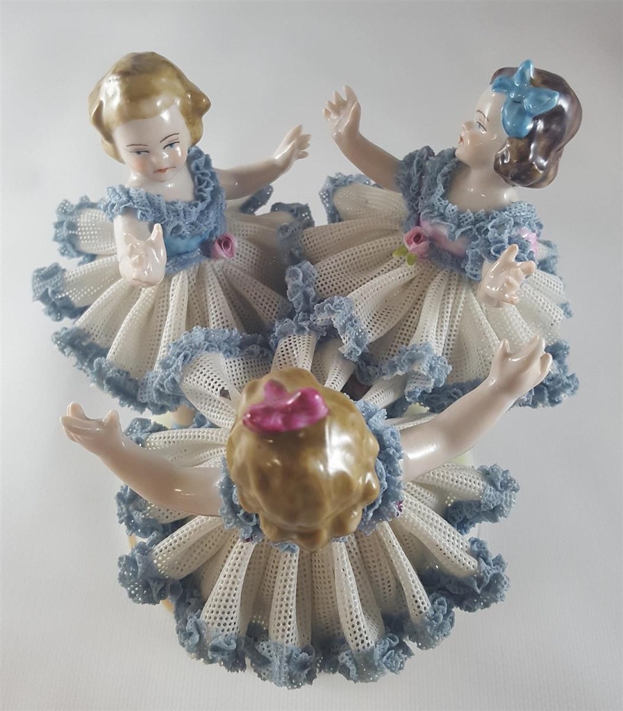 [45811707] Wilhelm Rittirsch WR Porzellan Figur Skulptur Deko drei kleine Tänzerinnen Tüll Bild 6