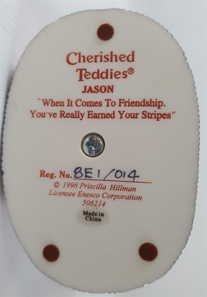 [45811750] Figur Cherished Teddies Jason When It Comes To Friendship. You've Really Earned Your Stripes 1998 gebraucht - sehr gut Bild 7
